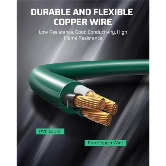 15 FT Outdoor Extension Cord for Christmas, Weatherproof 16/3 SJTW Power Cable - Picture 5 of 7